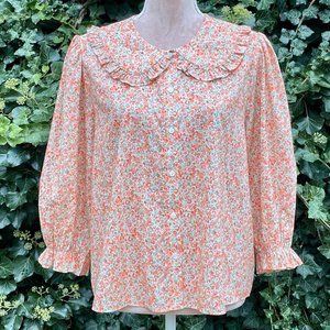 NEW! RIXO London  Floral Blouse With Peter Pan Ruffle Collar